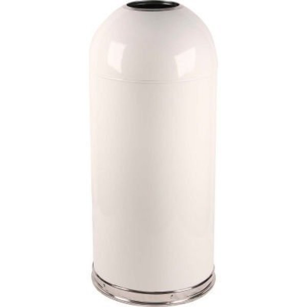 Witt Co Witt Monarch Steel Round Trash Can W/Dome Top, 15 Gallon, White 415DTWH